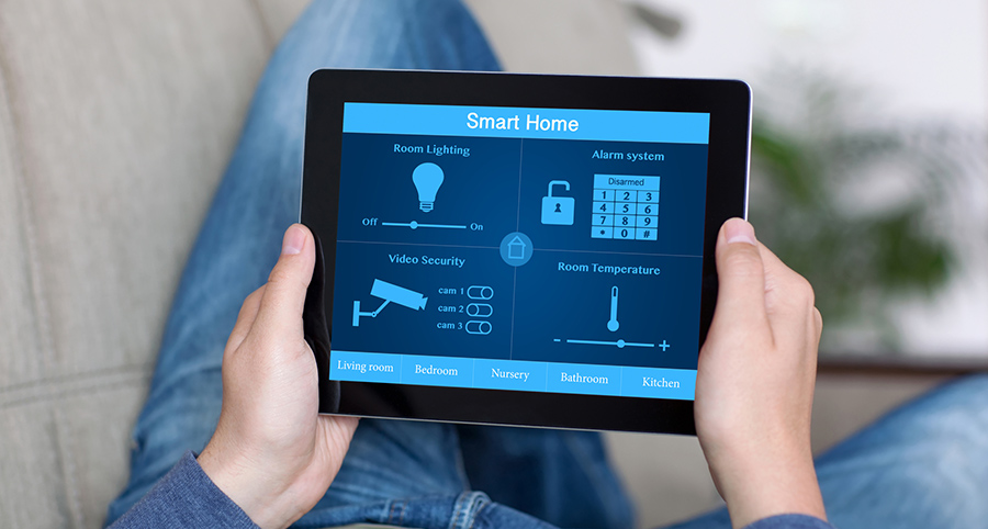 The ability to access and control security components from a mobile device is one of the top smart home trends in Lynchburg. Close-up of smart home security app.